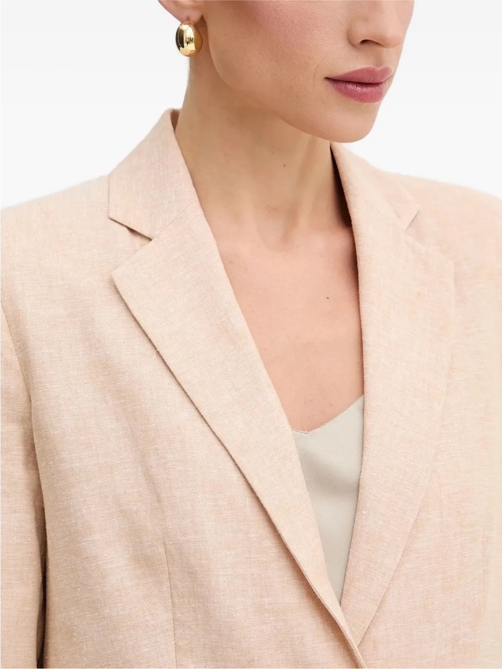 KGR Linen Tweed Oversized Light Peach Single-Breasted Blazer sz L